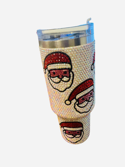 White Rhinestone Santa Tumbler