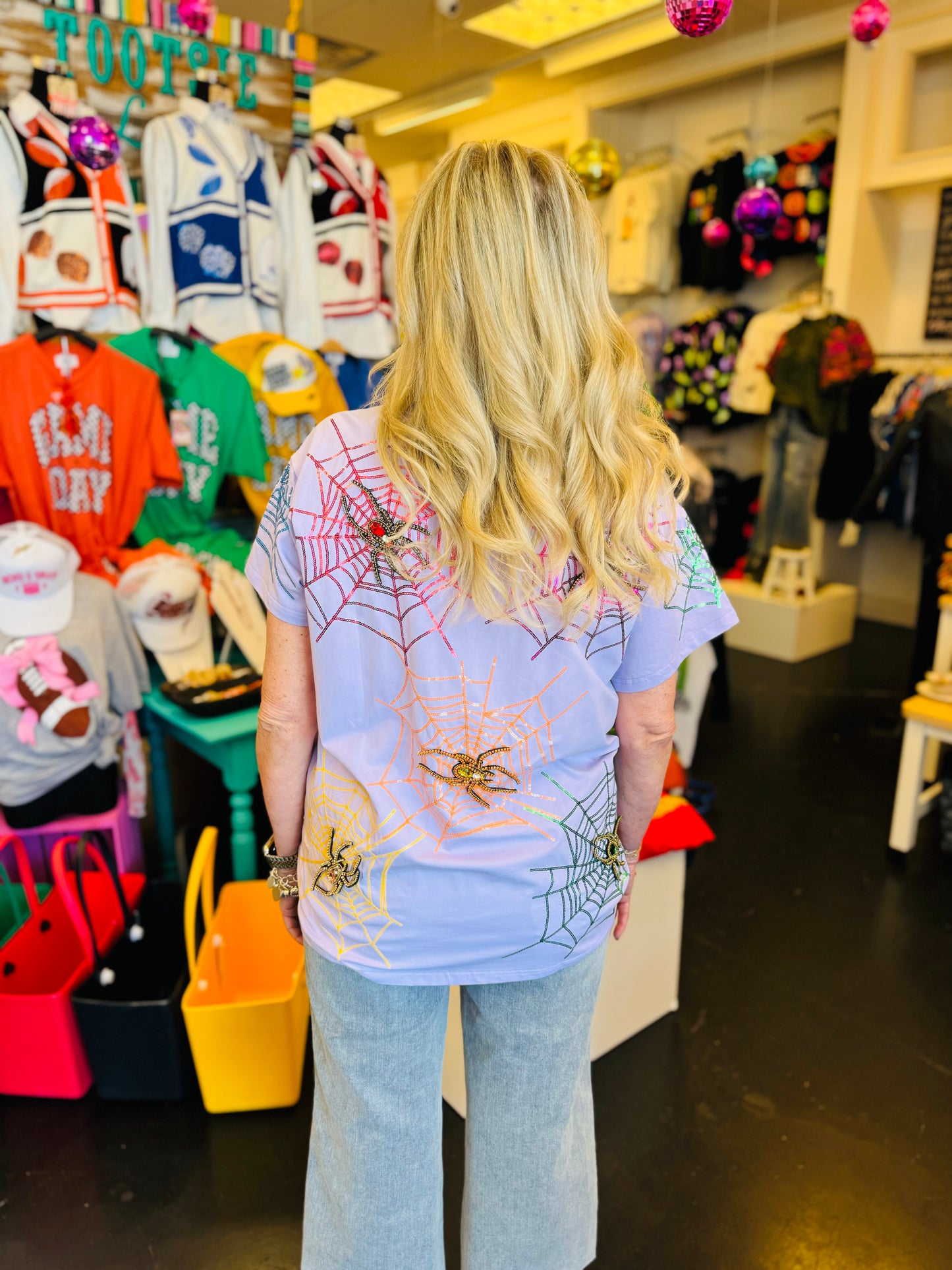 Queen Of Sparkles Lavender Spider Web Tee