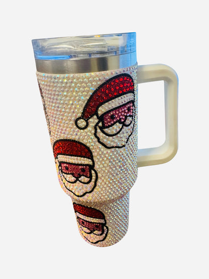 White Rhinestone Santa Tumbler