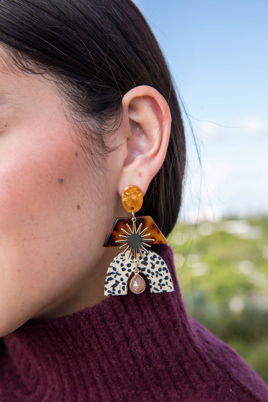 Tiger Eye Glam Mixed Media Earrings