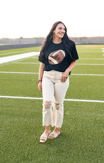 Black Football Short Sleeve Tee