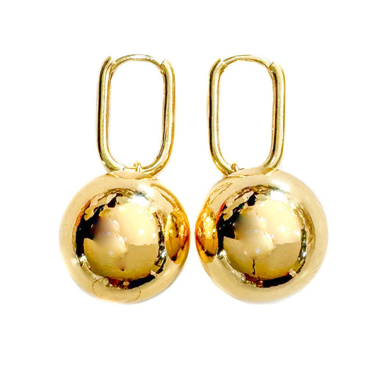 Gold Bead Ball 20mm Earrings (Water Resistant)