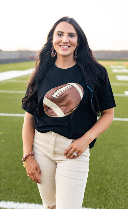 Black Football Short Sleeve Tee