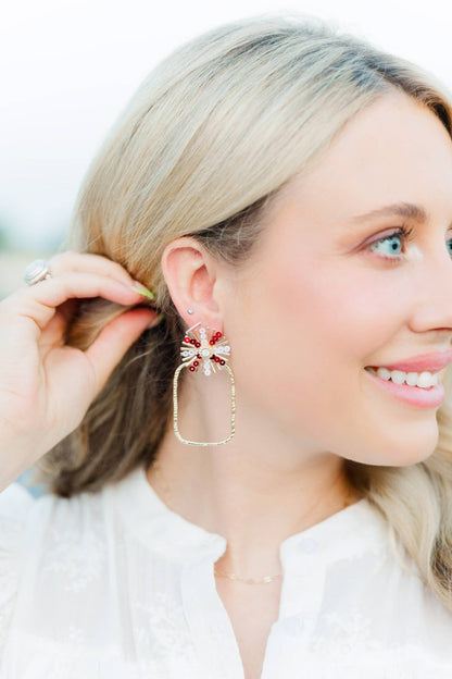 Red/White Sequin Sunburst Hoops