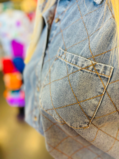 Blue Denim Top Stitch Pants