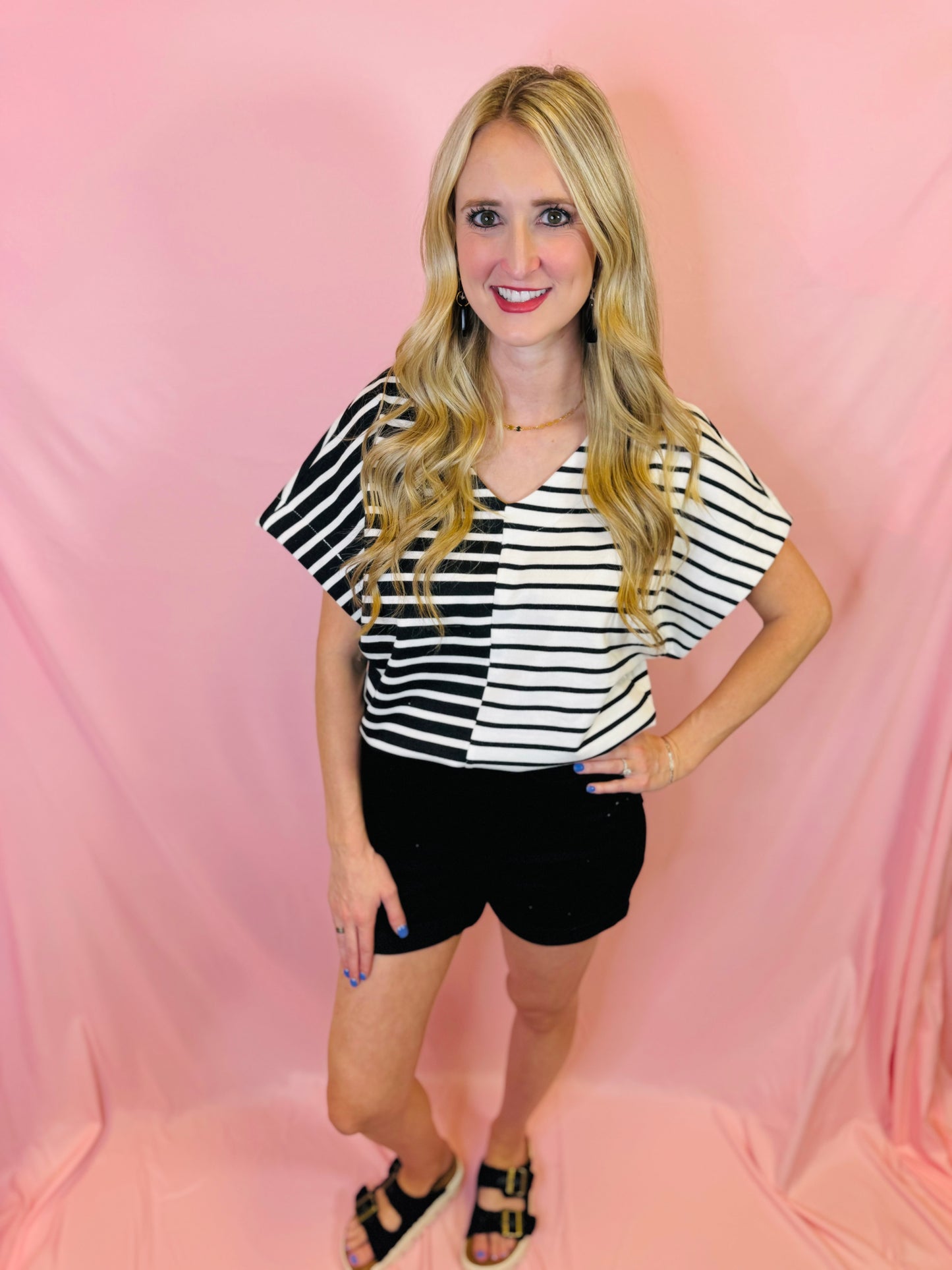 Ivory & Black Striped Top