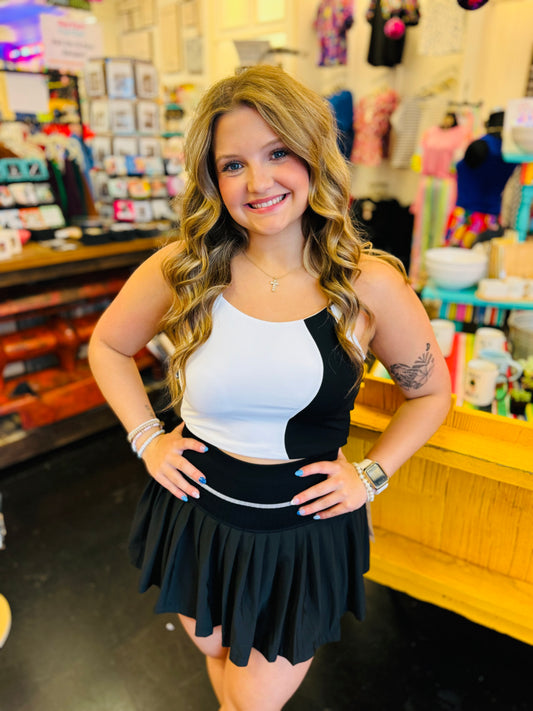 White/Black Cropped Tank Top