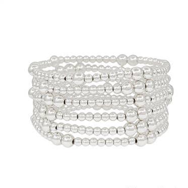 Silver Beaded Bracelets (Water Resistant)