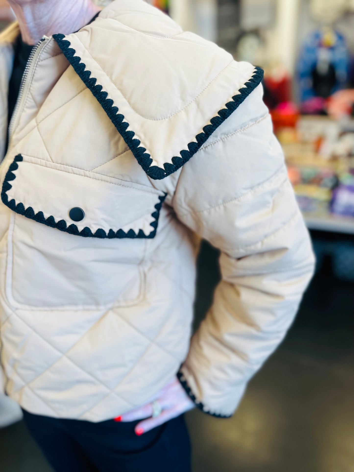 Beige Quilted Puffer Jacket