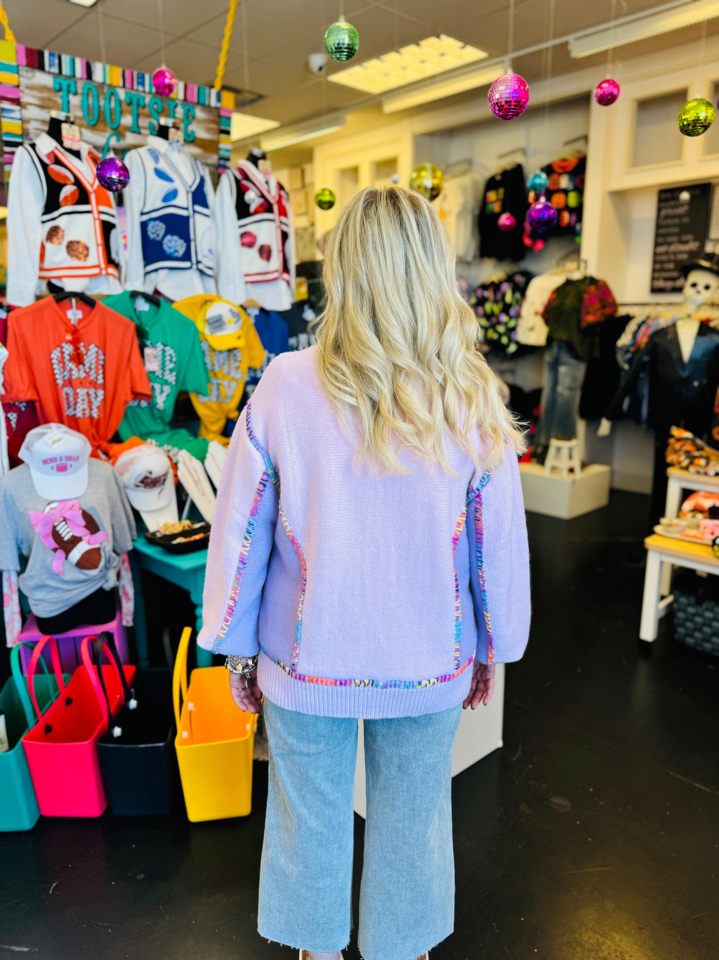 Color Block Rainbow Stitch Sweater