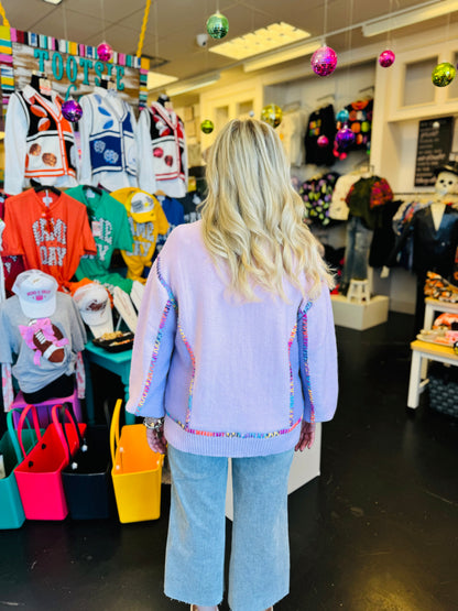 Color Block Rainbow Stitch Sweater