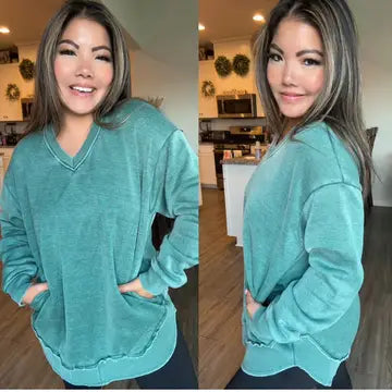 Hunter Green V-Neck Sweater