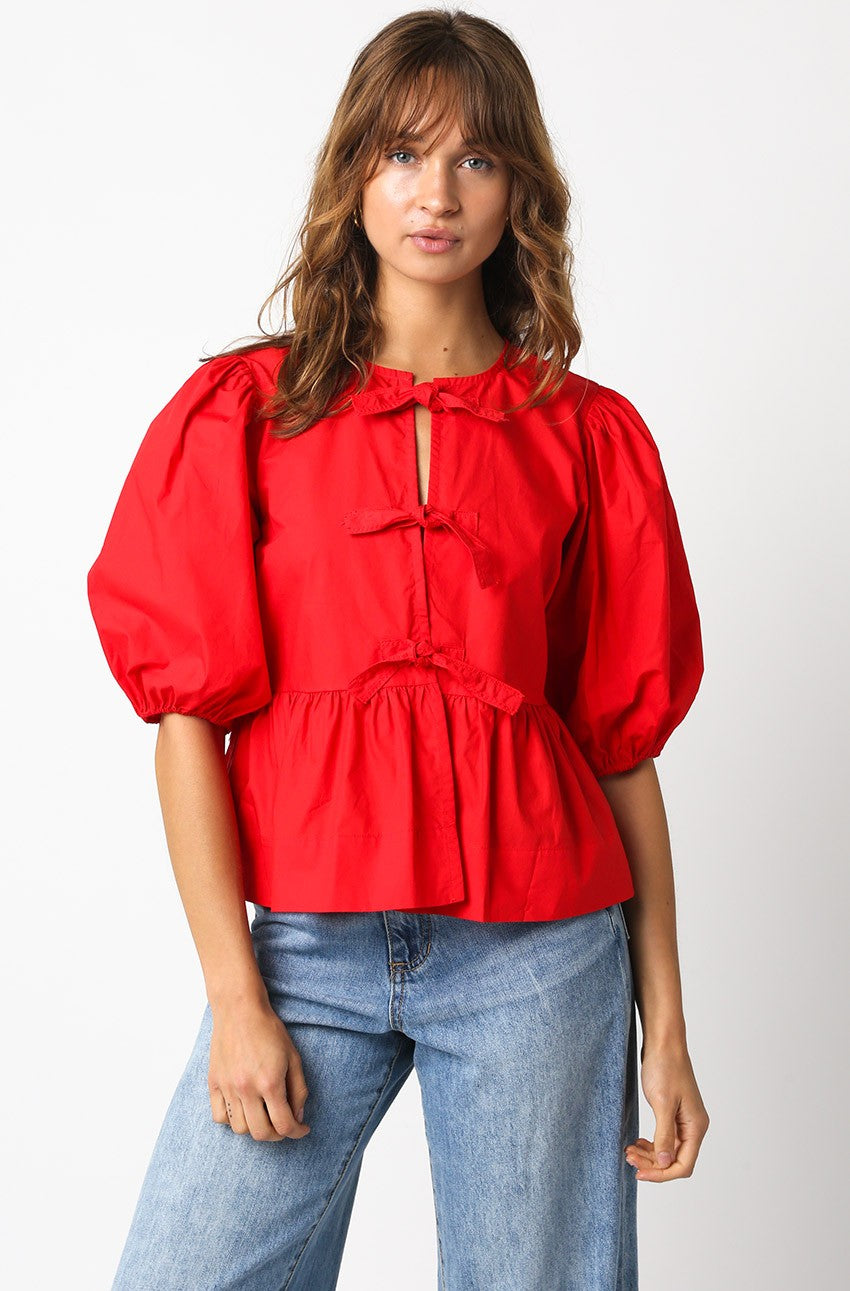 Alice Red Puff Sleeve Top