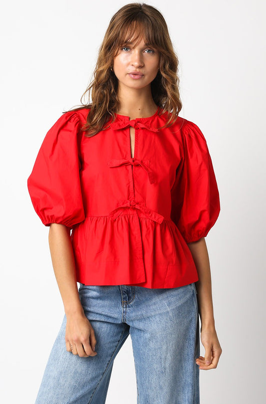Alice Red Puff Sleeve Top