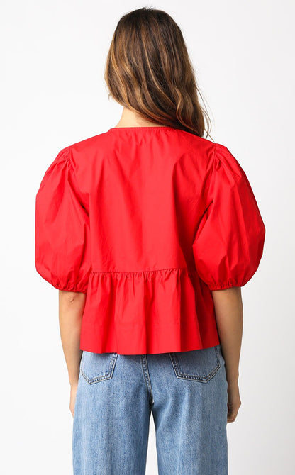 Alice Red Puff Sleeve Top