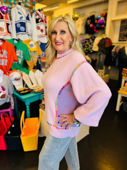 Color Block Rainbow Stitch Sweater