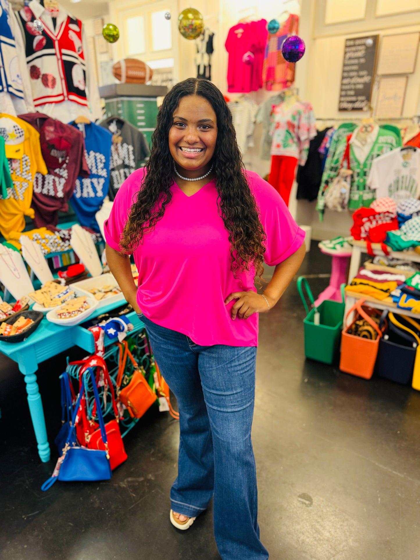 Cara Neon Pink Collared Top