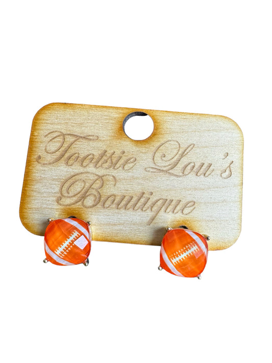 Orange Football Stud Earrings