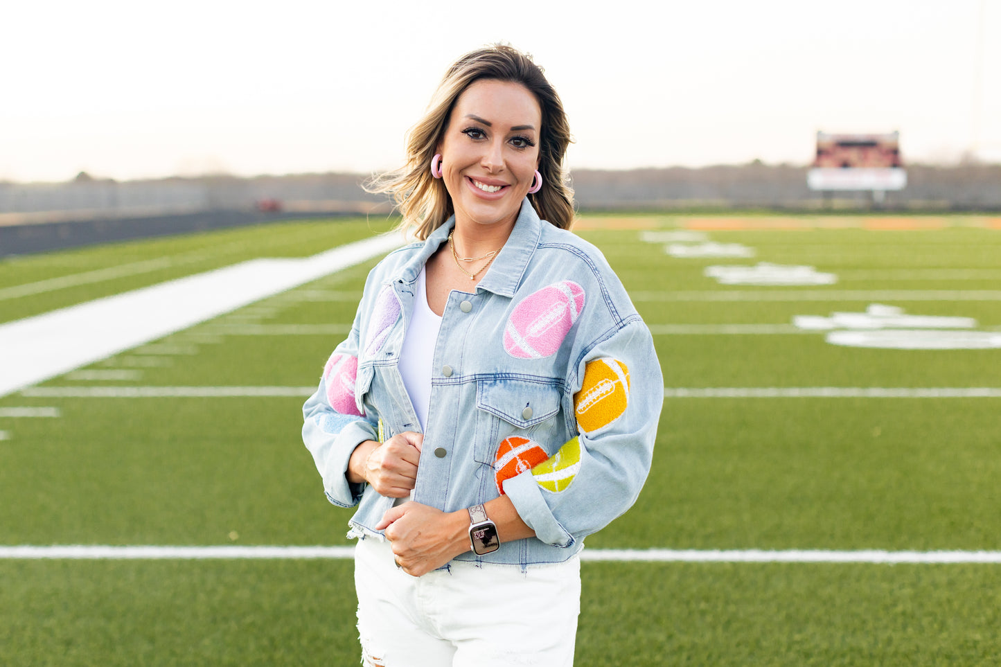 Denim Football Sequin Jacket