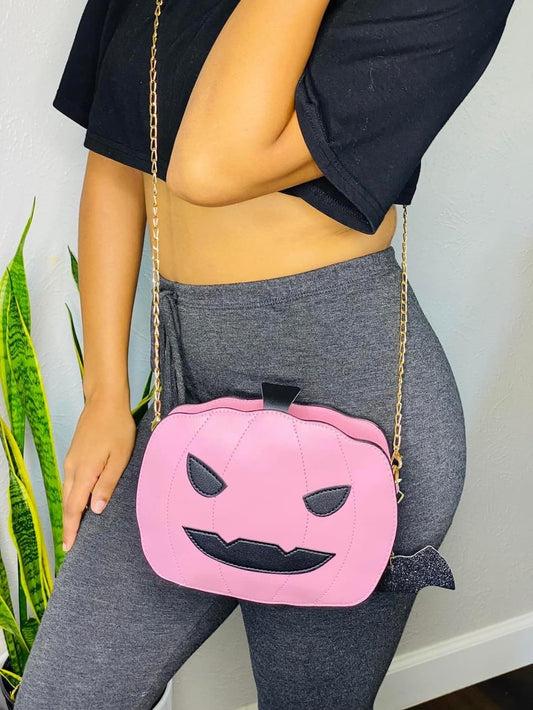 Pink Halloween Pumpkin Crossbody Purse