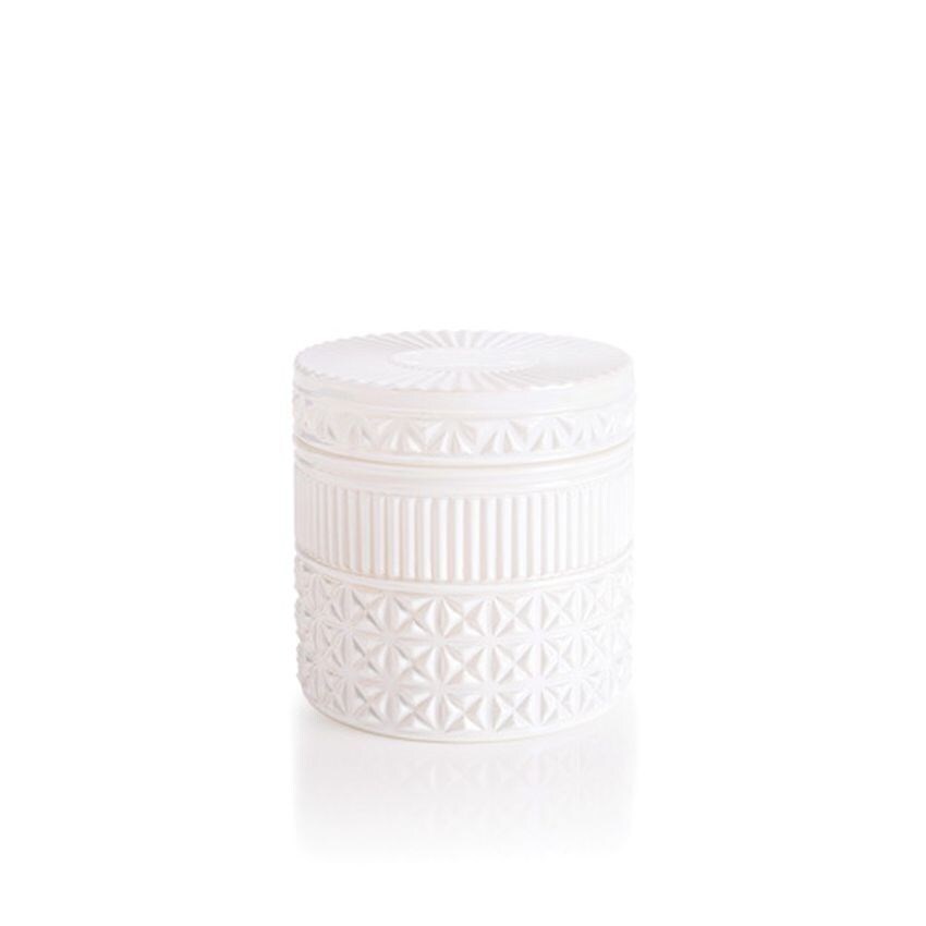 Volcano White Opal Gilded Faceted Jar Candle, 11 oz