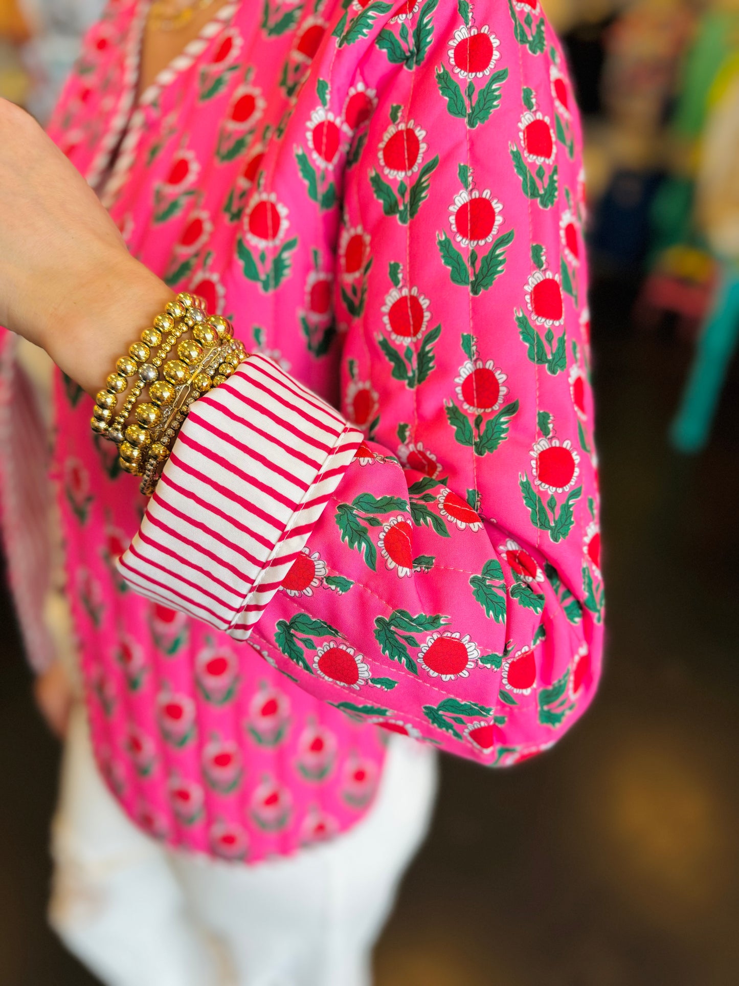 Pink Flower Printed Jacket