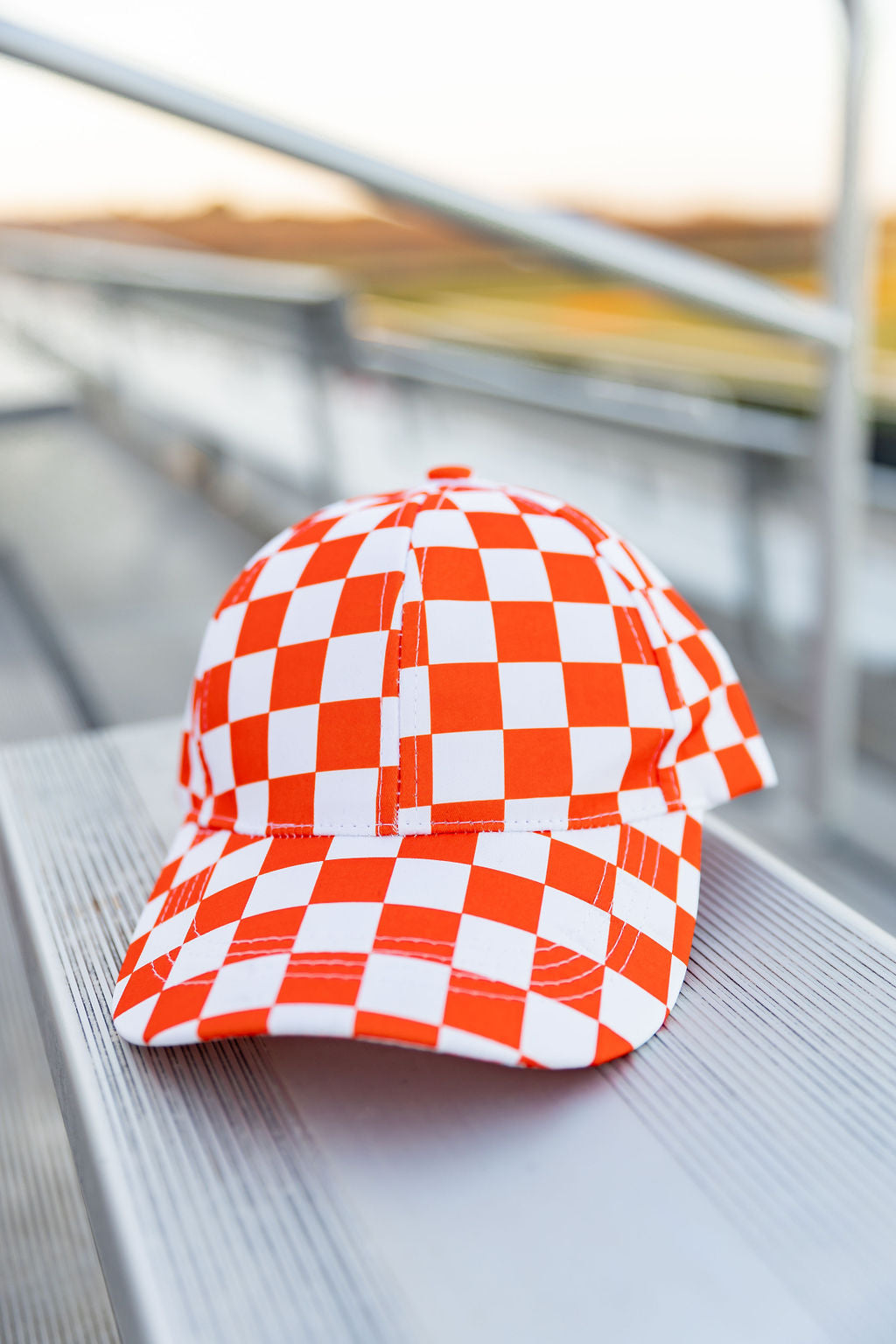 Orange Checkered Trucker Hat