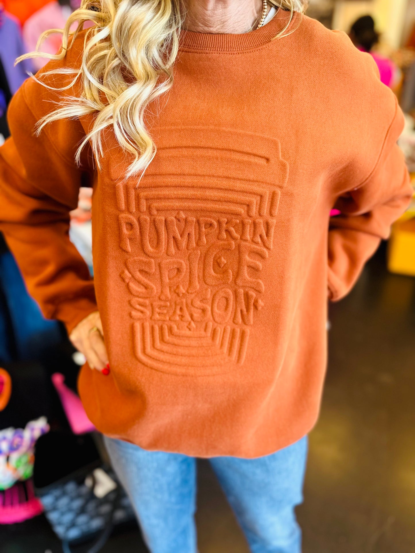 Embossed Pumpkin Spice Latte Sweater