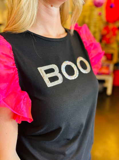 Hey Boo Sequin Patch Top