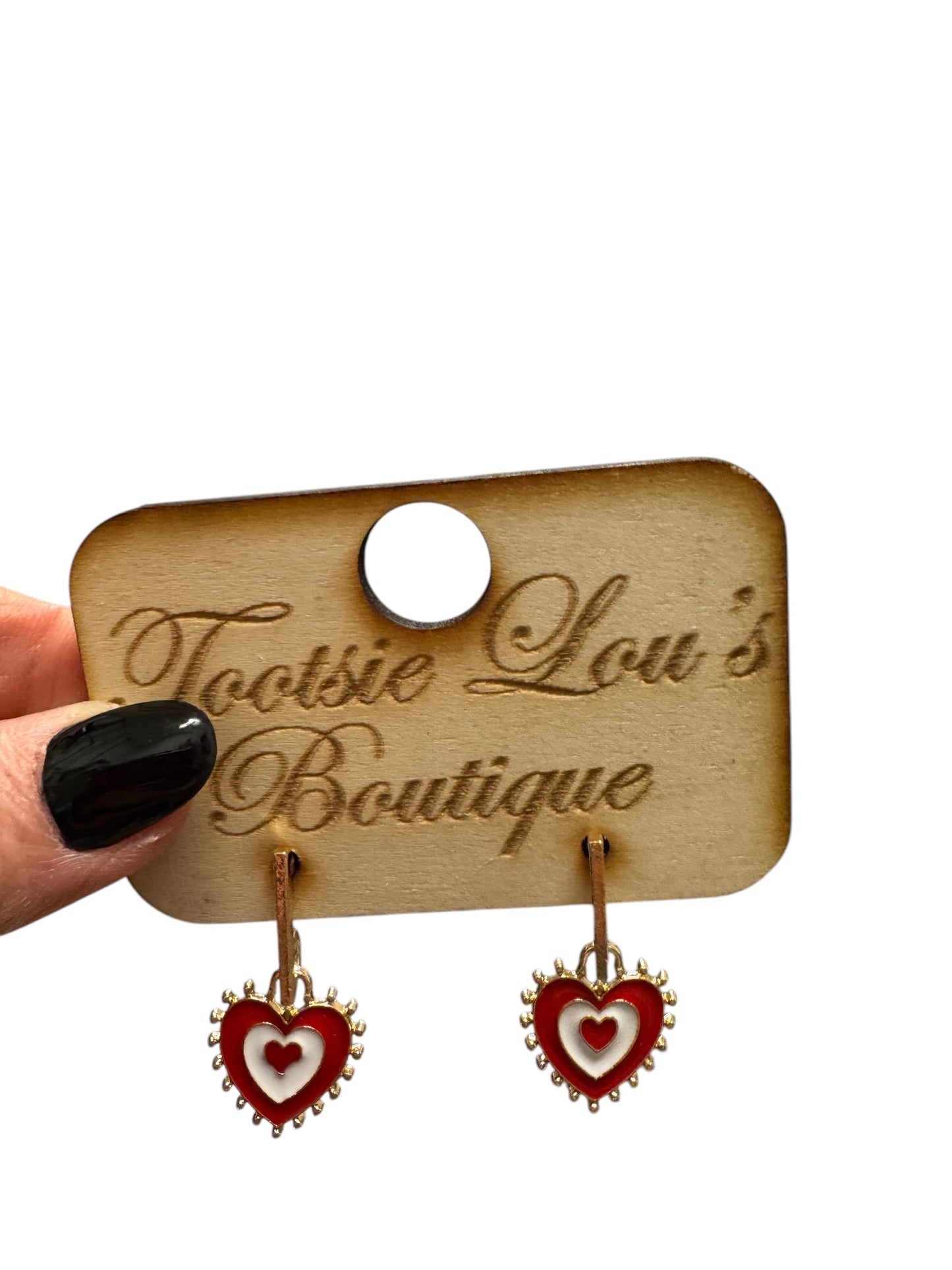 Red Heart Dangle Earrings