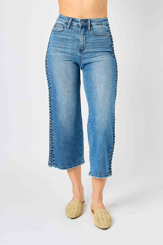Judy Blue Braided Seam Crop Jeans
