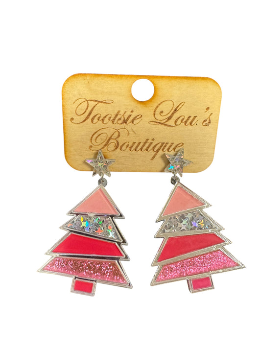 Mosaic Acrylic Christmas Tree Earrings