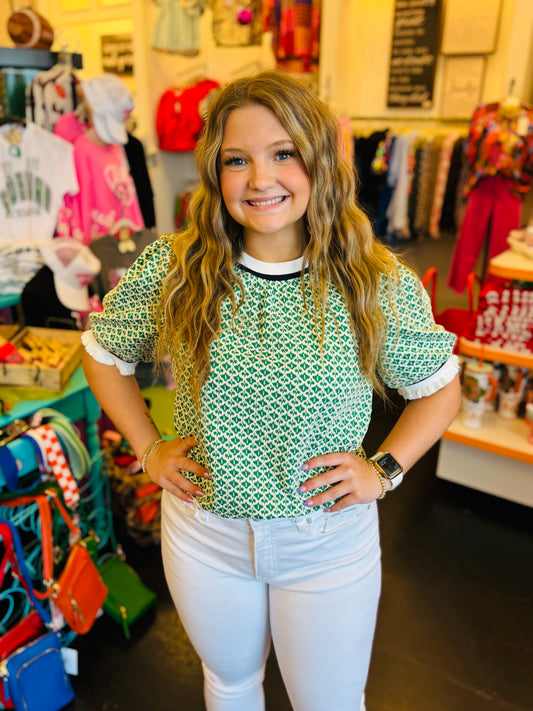 Green Banded Knit Top