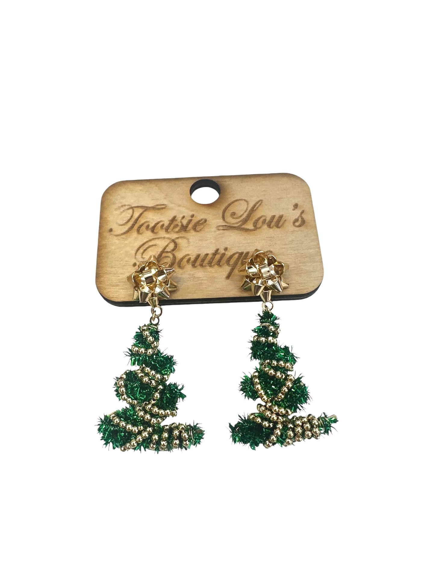 Bow Tinsel Tree Earrings