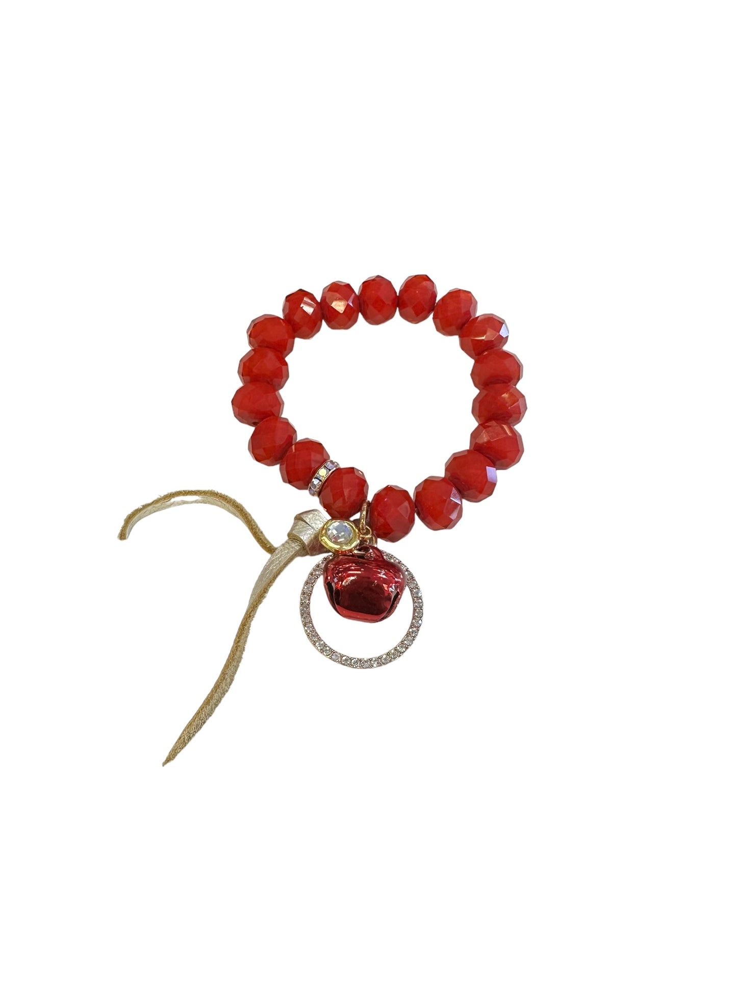 Oversized Red Bead Bell Bracelet