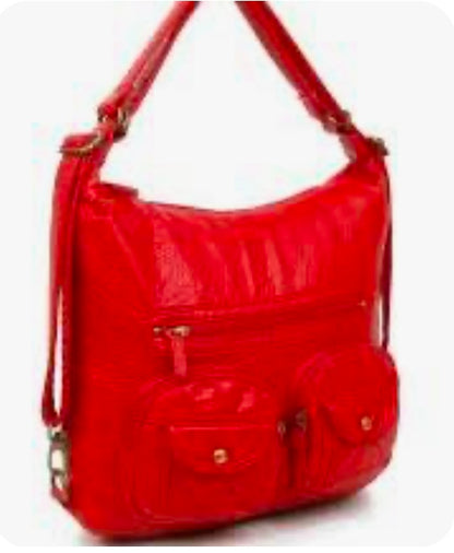 Convertible Crossbody Backpack - Red