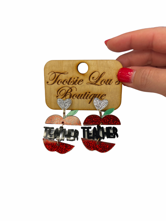 Teacher Apple Earrings