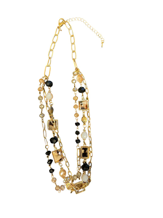 Cream & Black Tortoise Layered Necklace