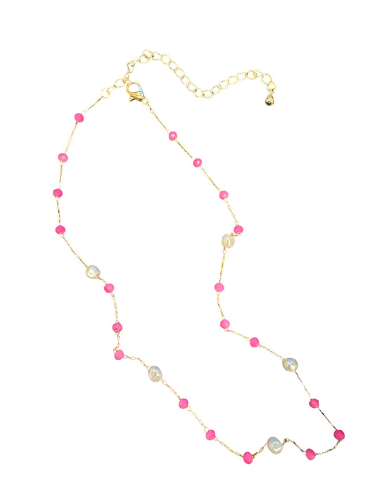 Pearl & Pink Petite Bead Necklace