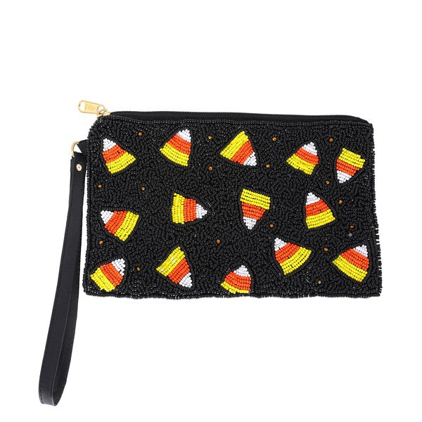 Candy Corn Sequin Wristlet - Black