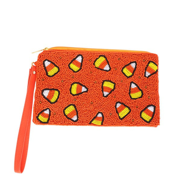 Candy Corn Sequin Wristlet - Orange