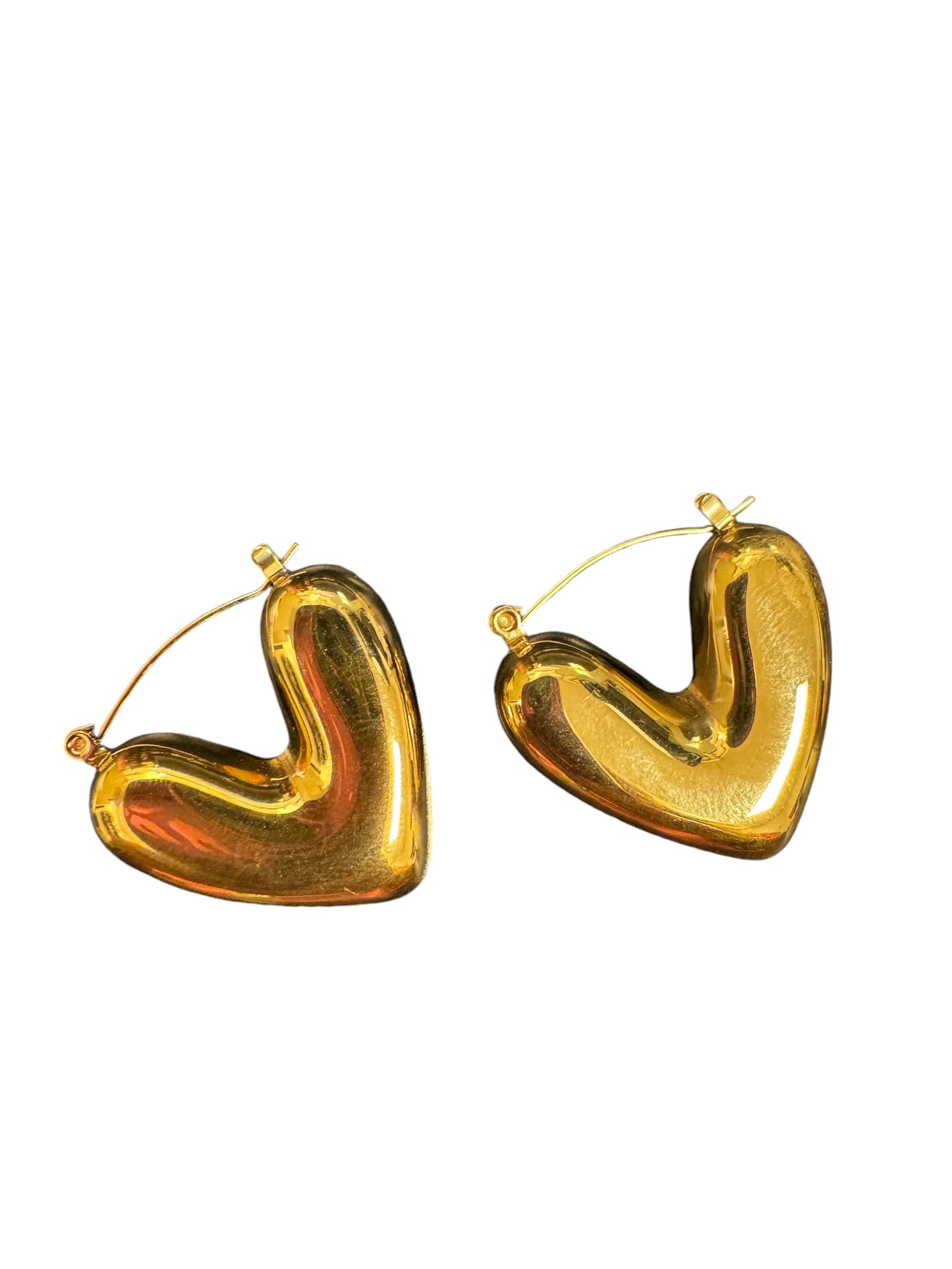 Gold Solid Heart Earrings (Water Resistant)