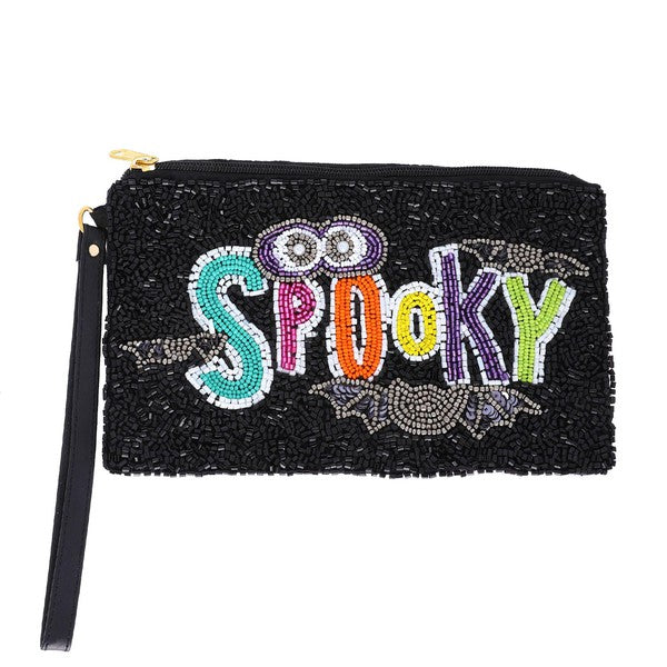 Spooky Sequin Wristlet - Black