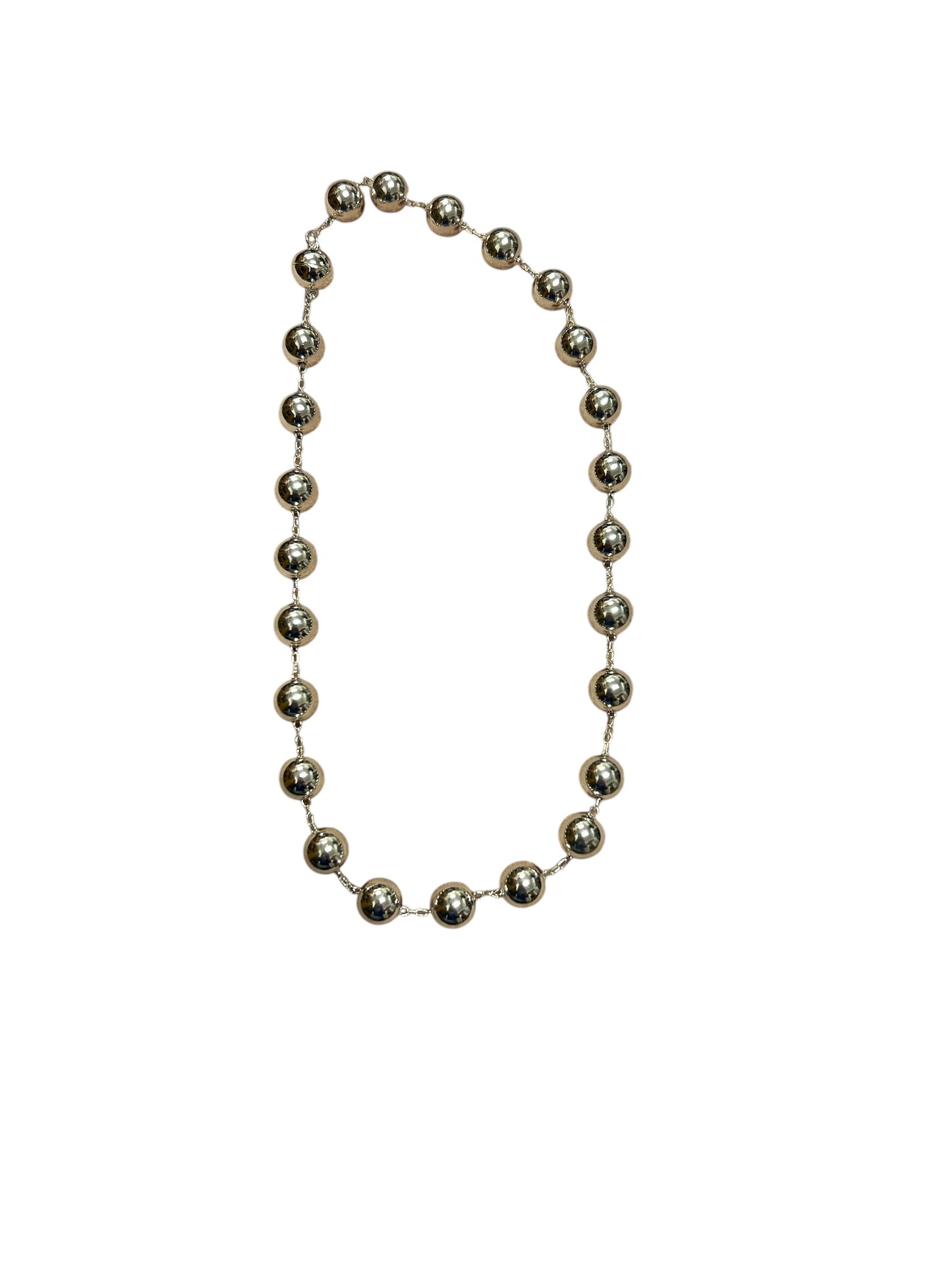 Silver Beaded Necklace (Water Resistant)