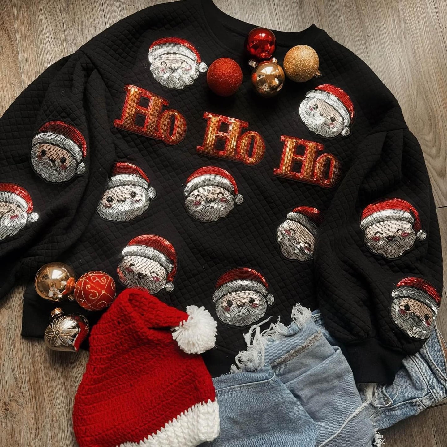 Happy Santa Sequin Sweatshirt