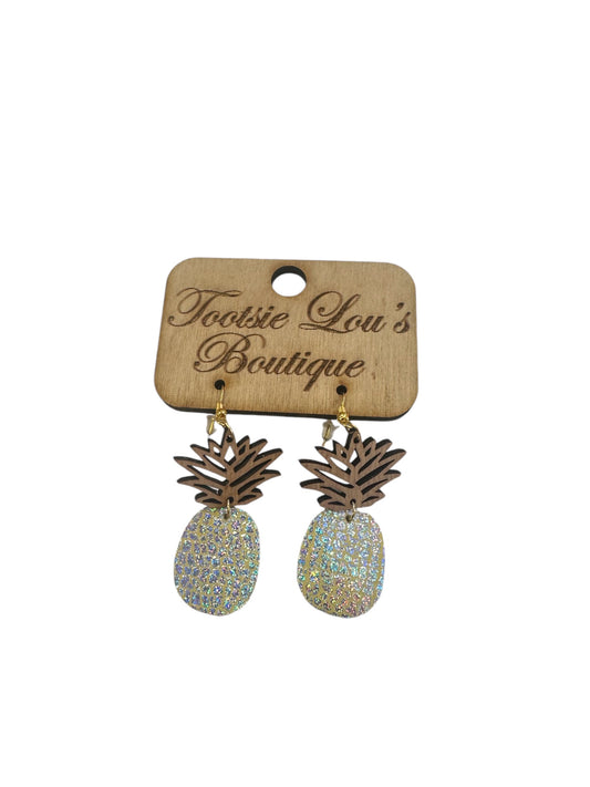 Pineapple Teak Earrings