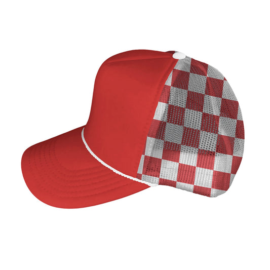 Red & White Checkered Trucker Hat