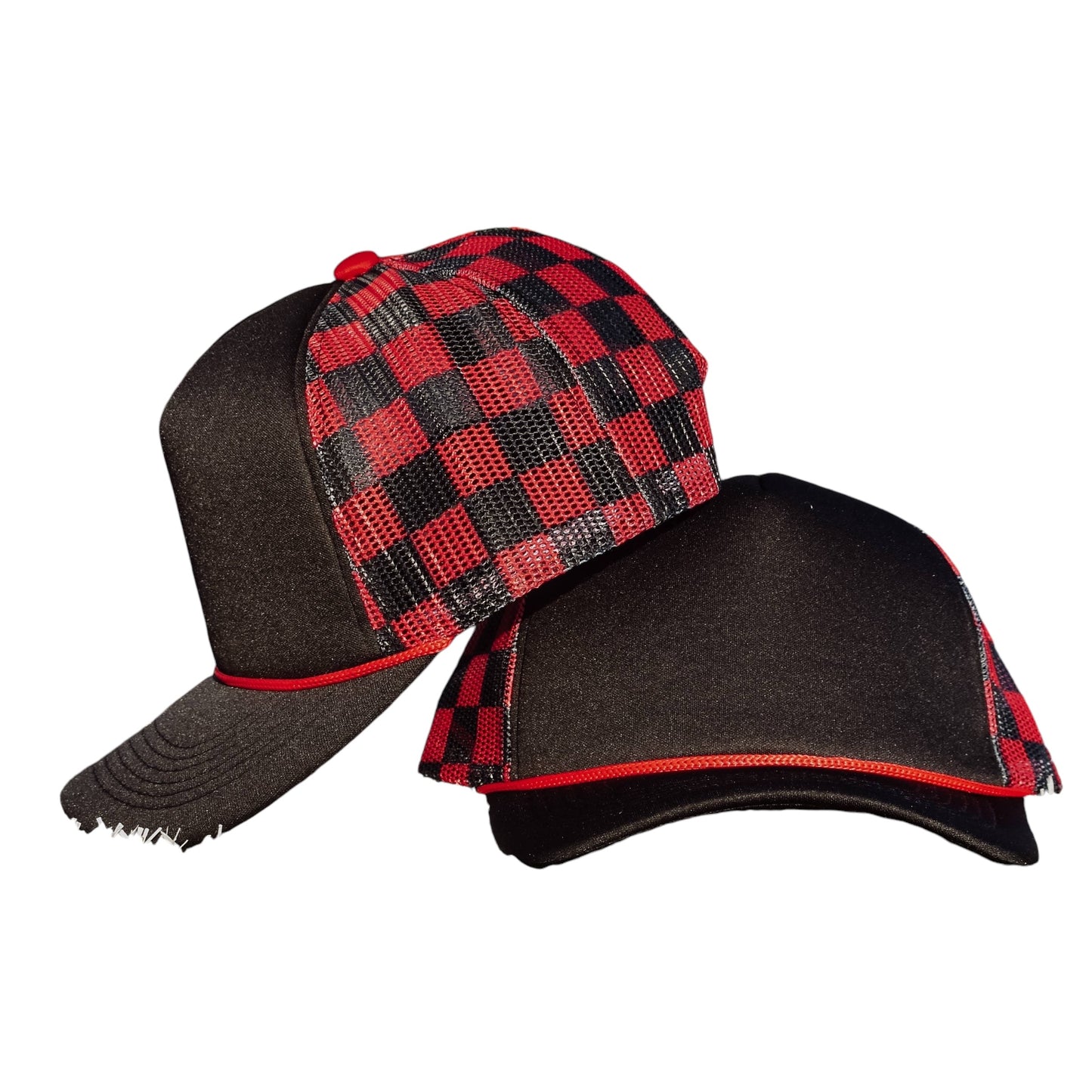 Red & Black Checkered Trucker Hat