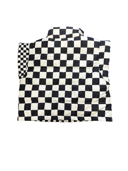 Black Checkered Board Combo Puffer Vest