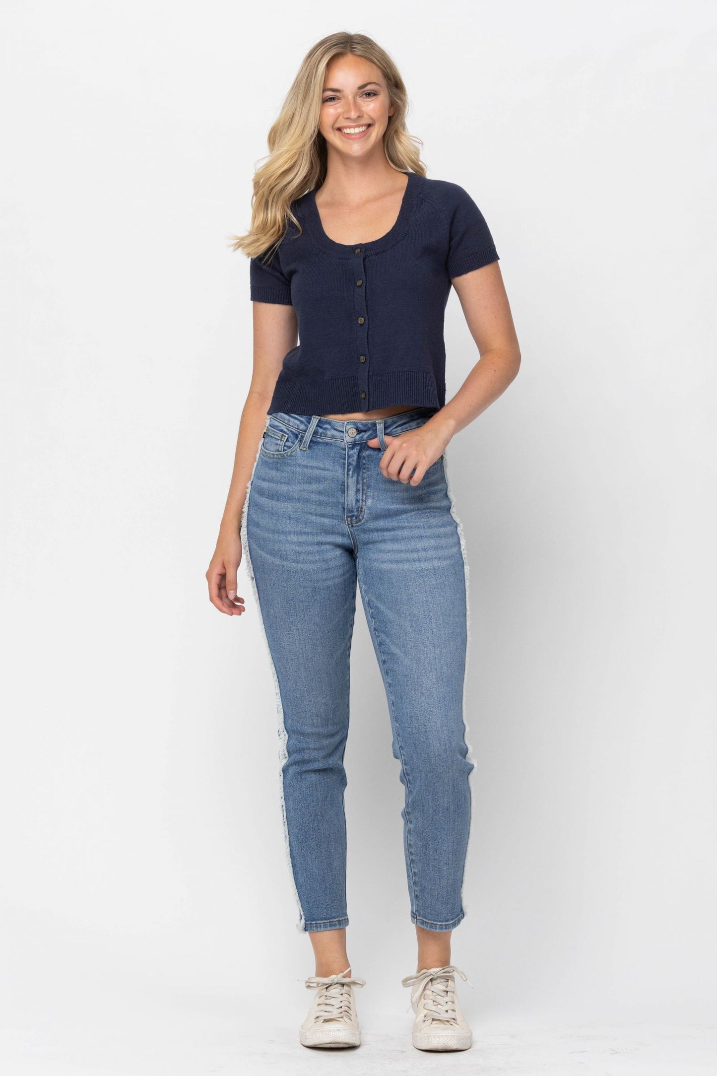 Judy Blue Side Seam Fray Jeans